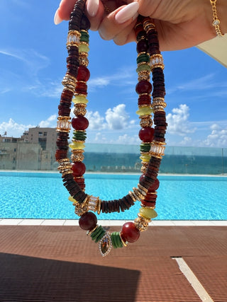 Collier BLUMA — Bordeaux multicolore - Avec goutte
